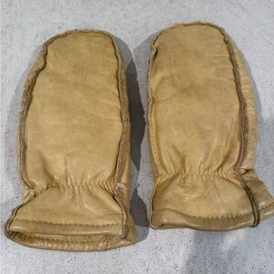 Vintage Source Unknown Tan Cowhide Leather Made in USA Mittens / Medium